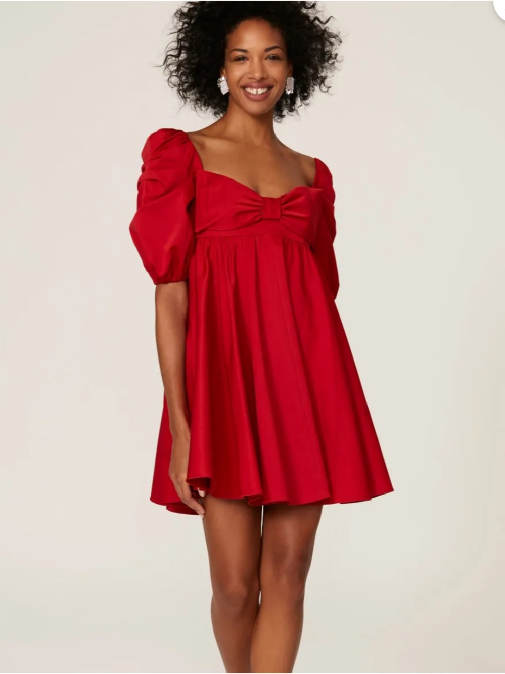 Kate Spade Beau Puffed Sleeve Dress in Red